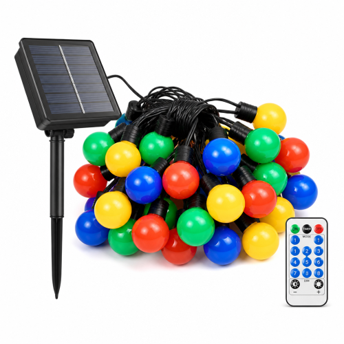 Solar String Lights with 40 Multicolour Globe Bulbs, Waterproof for Garden, Tent and Camping