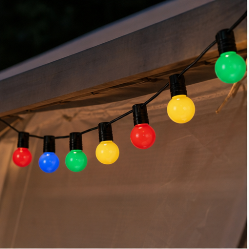 Solar String Lights with 40 Multicolour Globe Bulbs, Waterproof for Garden, Tent and Camping 1