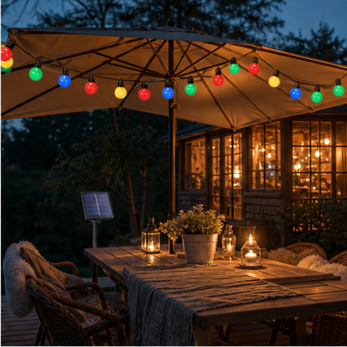 Solar String Lights with 40 Multicolour Globe Bulbs, Waterproof for Garden, Tent and Camping 2