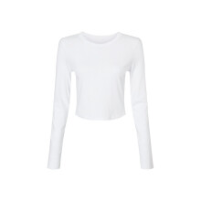 (10 UK - 12 UK, Solid White) Bella + Canvas Womens/Ladies Plain Micro-Rib Long-Sleeved Crop Top