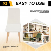 1/12 Scale Dollhouse Miniature White Chair Modern Style Pocket Furniture for Doll House Home Decoration Accessories