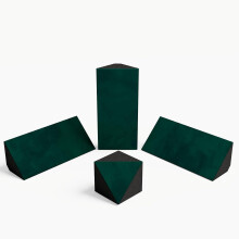 (Green) Kit of 3 mini Bass Traps "mini-Cinematic-bt" and one Corner Bass Trap "TRICUB-Cinematic" | Velvet Fabric Bass Traps