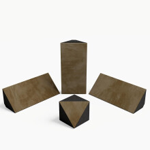 (Beige) Kit of 3 mini Bass Traps "mini-Cinematic-bt" and one Corner Bass Trap "TRICUB-Cinematic" | Velvet Fabric Bass Traps