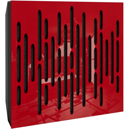(Red glossy Plastic) 8 Pack - Small Acoustic Panel | Decorative Sound Absorbing Wall Panel "WAVE-Mini" 25x25x3 cm | Absorption & Diffusion 2