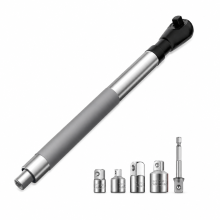 2-in-1 Extendable 1/2-Inch Ratchet Wrench for Manual and Pneumatic Use, 6-Piece Grey Set