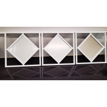 3x White Square Diamond Frame Wall Art Mirror 40Cm