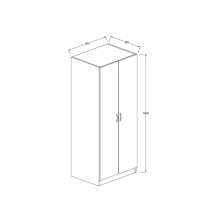 2 Door Wardrobe White Hanging Rail Metal Handles Bedroom Storage Cabinet