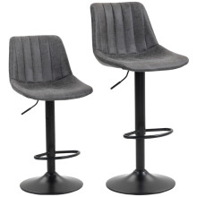 Set of 2 Leathaire Tub Bar Stools - Charcoal Grey