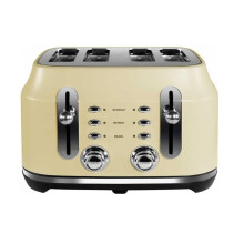 Rangemaster Classic 4-Slice Toaster Long Slots, 6 Browning Levels, Cream Finish