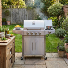 Boss Grill Georgia Classic - 4 Burner Gas BBQ with Side Burner - Silver IQH4B