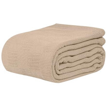 Linteum Textile Hospital Thermal SNAGLESS Spread Blanket, 100% Cotton (74x100 in, Taupe)