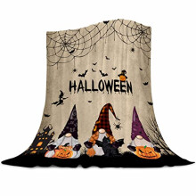 Abaysto Halloween Gnome Blanket Flannel Fleece Throw Blankets Halloween Bats Black Cat Blanket Lightweight Cozy Warm Fuzzy Plush Soft Blankets for