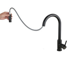 MILOT Kitchen Tap Matt Black Kitchen Taps Mixer with Pull Out Spray, Stainless Steel Sink Faucet 1 Hole 360Â Swivel Spout Bar Taps | Matte Black