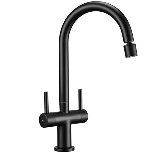 Peppermint Kitchen Tap Black Dual Lever with 2 Function Adjustable Aerator