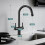 Peppermint Kitchen Tap Black Dual Lever with 2 Function Adjustable Aerator 3