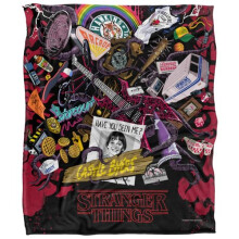 Stranger Things Stranger Things Day Icons Silky Touch Super Soft Throw Blanket 152 X 127 Cm, White