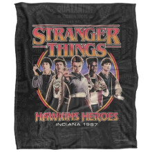 Stranger Things Hawkins Heroes Silky Touch Super Soft Throw Blanket 152 X 127 Cm, White