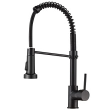 Kitchen Faucet Spring Pull Down Single Handle Brass Deck Mounted Kitchen Sink Faucets (Black)