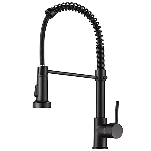 Kitchen Faucet Spring Pull Down Single Handle Brass Deck Mounted Kitchen Sink Faucets (Black)