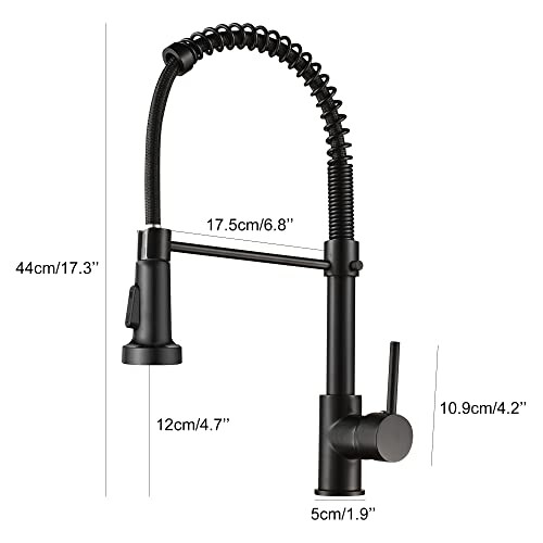 Kitchen Faucet Spring Pull Down Single Handle Brass Deck Mounted Kitchen Sink Faucets (Black) 1