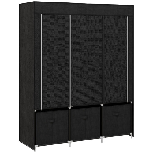 HOMCOM Foldable Fabric Wardrobe – Black, 5 Shelves