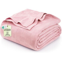 Utopia Bedding 100% Cotton Blanket (Twin Size - 90x72 Inches) 350GSM Lightweight Thermal Blanket, Soft Breathable Blanket for All Seasons (Dusky Pink)