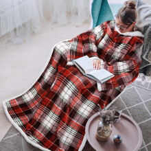 Catalonia Classy Sherpa Blanket with Sleeves, Brown Warm Micro Plush Sofa Fleece Blanket, Fluffy Wrap Throw Blanket, for Adult Women Men 183cm x 140cm