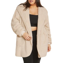 UnHide Shleepy Faux Fur Robe, Lightweight, Warm Wearable Blanket, Beige Bear, Medium