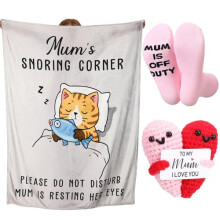 Tatuo 3 Pcs Mum Gifts for Mother's Day Mum Gifts Fluffy Blanket Heart Crochet Doll with Card Pink Socks for Mother from Daughter or Son Mummy Presents