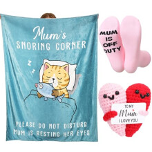 Tatuo 3 Pcs Mum Gifts for Mother's Day Mum Gifts Fluffy Blanket Heart Crochet Doll with Card Pink Socks for Mother from Daughter or Son Mummy Presents
