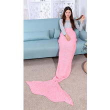 Elite99 Handmade Knitted Mermaid Tail Blanket,Warm Sofa Living room blanket for Adults about 180cmX90cm(71 inch x35.4 inch (Pink)
