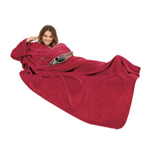 Gözze - Premium Wearable Snuggle Blanket with Sleeves and Breast Pocket, 150 x 240 cm - Red