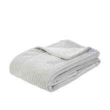 Gözze - Soft, Cuddly Throw/Blanket, Corduroy Look, 1620g/Stück, 150 x 200 cm - Silver