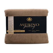 Gözze - Cosy Blanket, Merino Feel, Reversible, Heavy Weight 600 g/m², 180 x 220 cm - Taupe