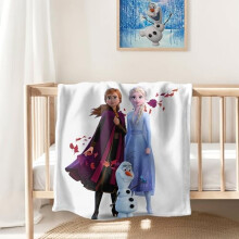 Cuddly Blanket Fluffy 130 x 170 cm, Frozen Princess Blanket Anna & Elsa, Olaf Blanket, Gifts for Girls, Coral Fleece Blanket, Sofa Blanket, Warm, Soft