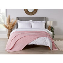 Diana Cowpe 100% COTTON Cellular Blanket Super King Size/Adult Size Cellular Blanket Extra Large | Super King Size Blanket 285 x 230cm Pink Blanket