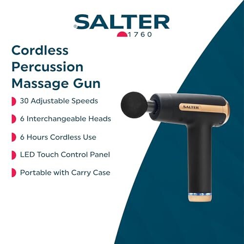 Salter Salter Premium Massage Gun Deep Tissue, Cordless Handheld 1