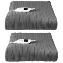 Kleeneze COMBO-8981 Heated Blanket Throw â“ 2 Pack Electric Over Blanket, Soft Fleece, Remote Controlled, 9 Heat Settings, 1-9 Hour Timer, Machine