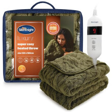 Silentnight Luxury Super Cosy Heated Throw - Snuggly Soft Knit Jacquard Fleece Electric Blanket for Sofa Bed with 9 Heat Settings - Fast Heat-up and