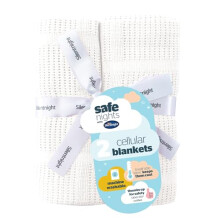Silentnight Safe Nights Baby Blanket - Pack of 2 Soft 100% Cotton Cellular Baby Blanket for Newborn Ideal for Cot, Crib, Moses Basket and Pram - Baby