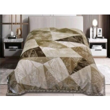 Super Soft Luxury Blanket 2 Ply Heavy Thick & Warm Bed Blanket King Size Flower Print (Light Brown)
