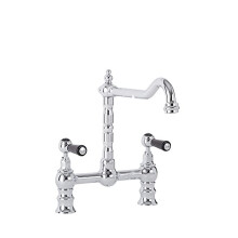 Milano Elizabeth Lever Handle Bridge Kitchen Sink Mixer Tap Swivel Spout - Chrome