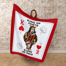 King & Queen of Farts Luxury Fleece Blanket, 150cm x 150cm, Red and White, Funny Gift (KING OF FARTS)