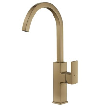 Marata Antique Brass Kitchen Mixer Tap | Square Swan Spout, Single Lever