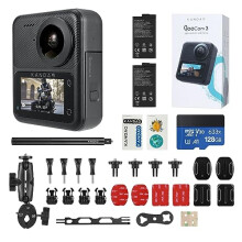 KanDao QooCam 3 Action Camera, Motorcycle Combo, 5.7K 62MP Photo 60fps Flawless 360 Video Camera, Dual Sensors 1/1.55" Best for Recording Vlog Camera,