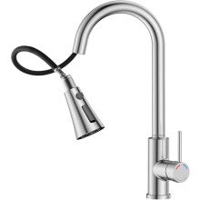 Kitchen Sink Taps Mixer with Pull Out Spray, SREWOHS PRO Pull Down Spray Head Bar Taps Faucet Monobloc Single Lever Bar Tap 1 Hole with High Arc 360Â