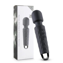 Handheld Wireless Electric Body Wand Massager with Memory Feature by Bed Geek Massage Skin Soft Silicone 20 Patterns 8 Speeds (Black)