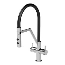 nuie KRA305DL Ravi Mono Mixer Kitchen Tap with Dual Lever Handles, 436mm, Chrome
