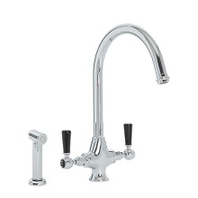 Milano Elizabeth Lever Handle Kitchen Sink Mixer Tap Swivel Spout Spray - Chrome Black