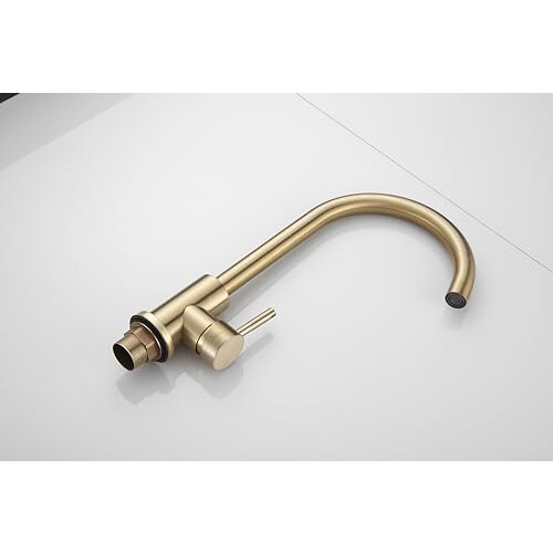 Brushed Gold Single Lever Kitchen Mixer Tap | Pull Down High Arc Swivel 1